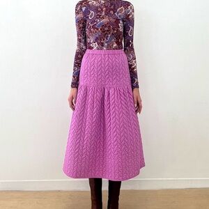 Marie Oliver Pink A-Line Tiered Midi Skirt Cocktail